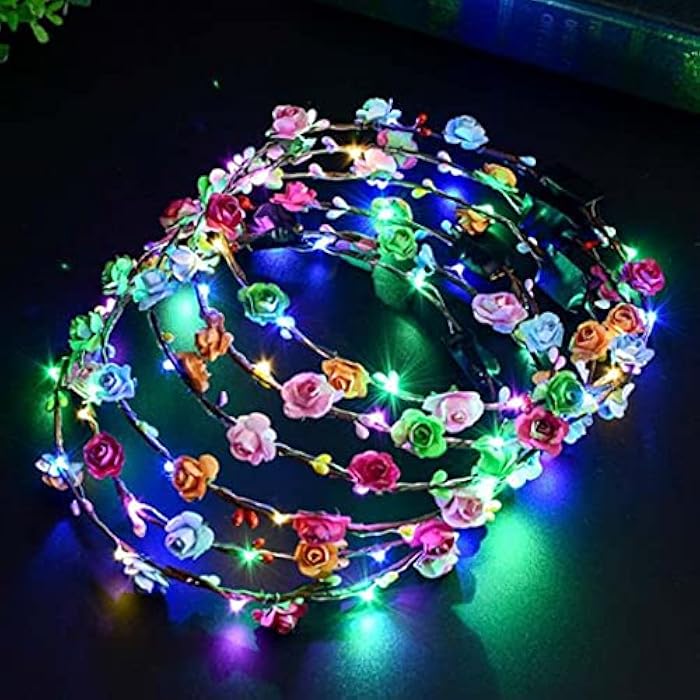 EVILD LED Light Up Headband Flower Crown (Pack of 3) - Image 1
